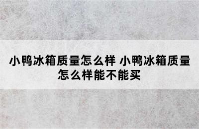 小鸭冰箱质量怎么样 小鸭冰箱质量怎么样能不能买